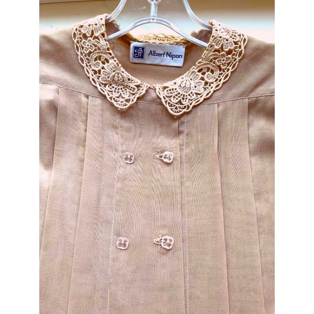 Vintage Albert Nipon dress Peter Pan  collar  long sleeves lace collar & cuffs - Picture 4 of 7